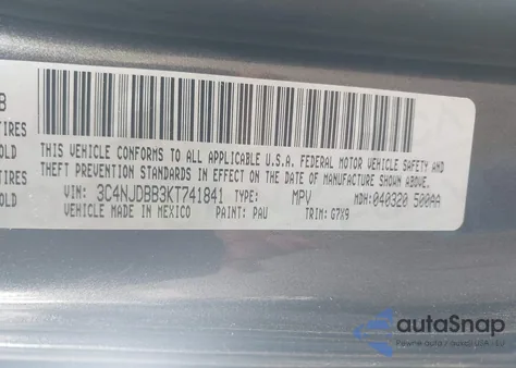 2019 Jeep Compass Latitude 4X4 из США, поврежденный, VIN 3C4NJDBB3KT741841
